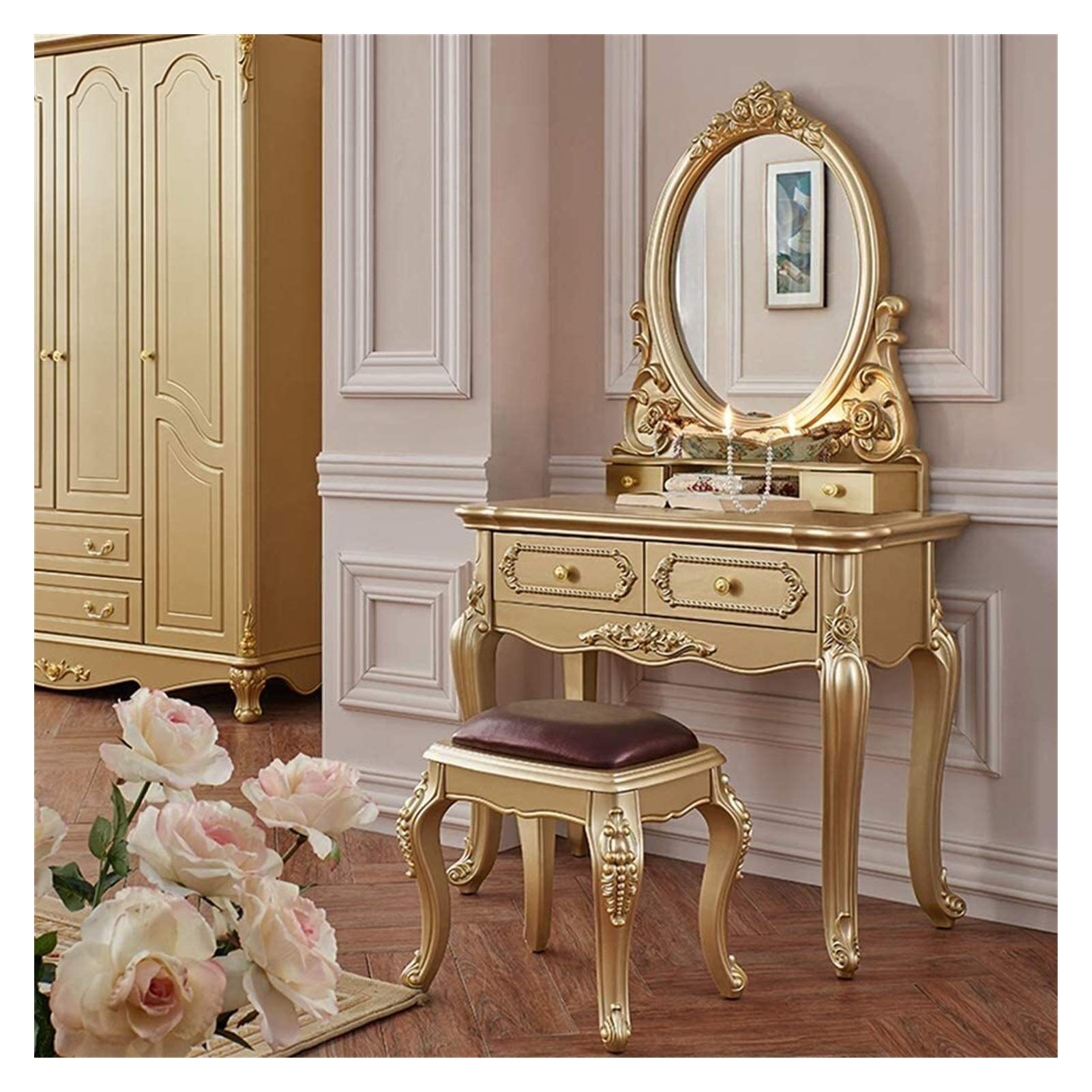 Amazon｜高級 化粧台 おしゃれ 姫系 ドレッサー デラックス